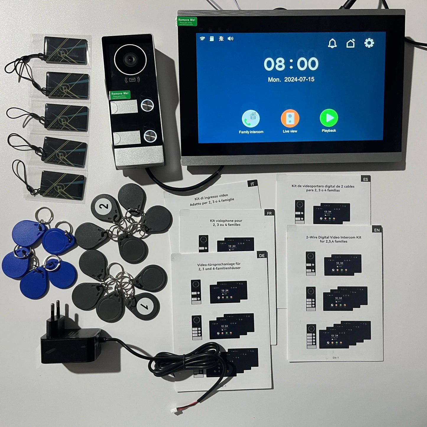 TUYA 5G WIFI 2-3-Unit Apartments Intercom Video Doorbell with RFID Card Unlock 2 Wired 10inch LCD Video Door Phone System