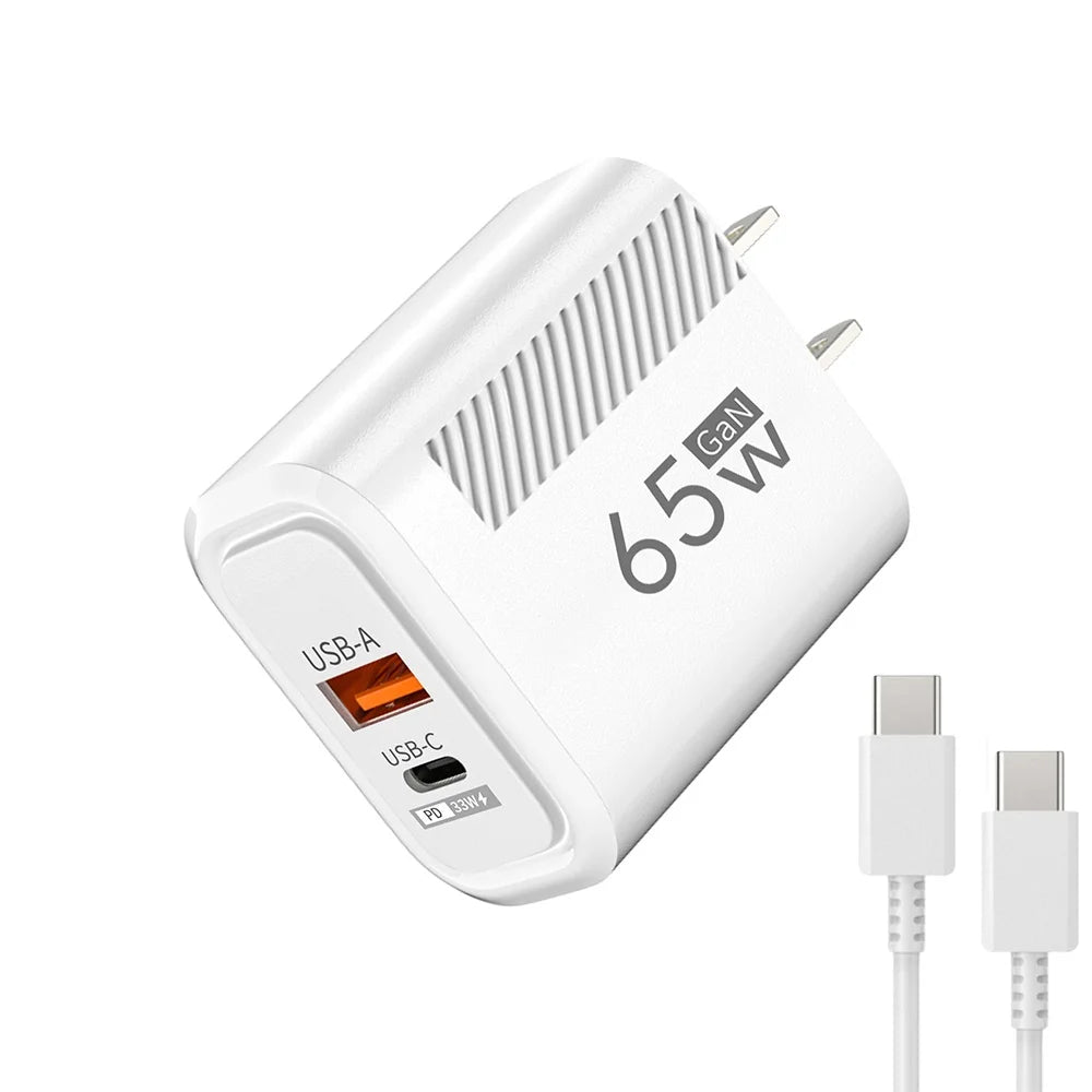 65W  Fast Charger Adapter For iPhone Samsung Xiaomi Type C Wall.