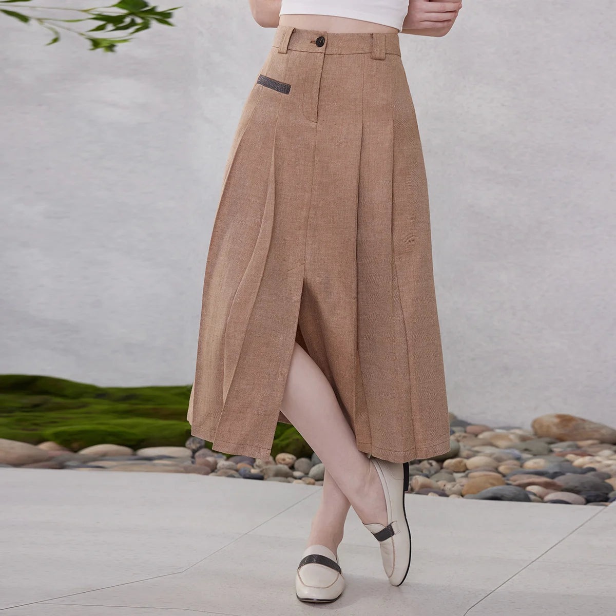 K2118W Lady High Quality 100% Linen Skirts.
