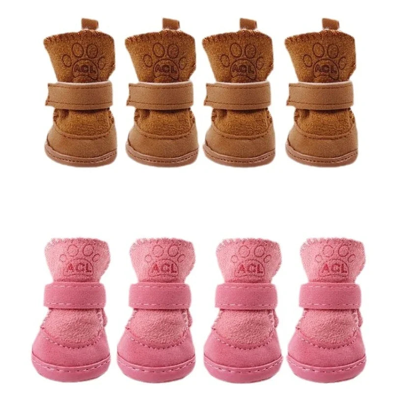 New set of 4 sheepskin snow boots for pets.