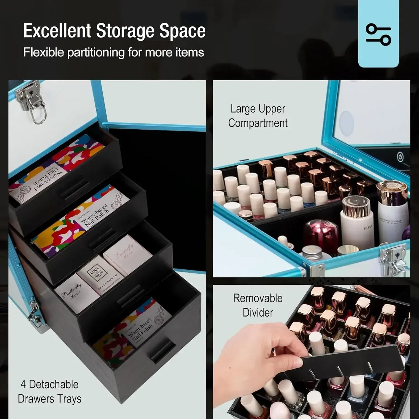 Portable Rolling Manicure Table Foldable.