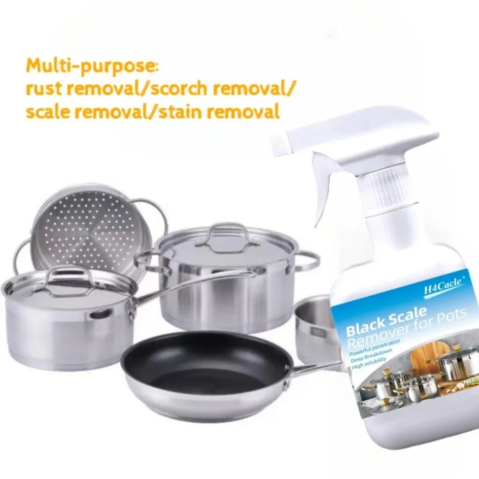 Cleaning and decontamination agent for the bottom of pans.
