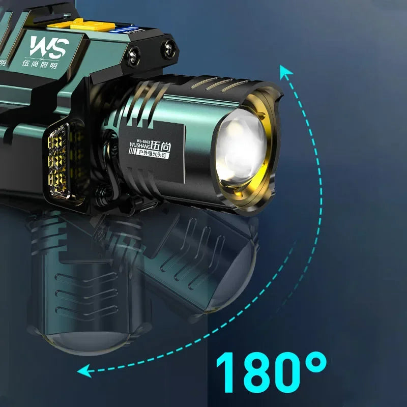 Powerful LED headlamp with motion sensor.