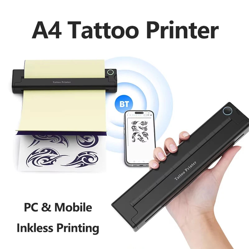 Mini Portable A4 Thermal Printer Multifunctional Bluetooth Tattoo Printer HD Printing Tattoo Machine Document A4 Paper Printer