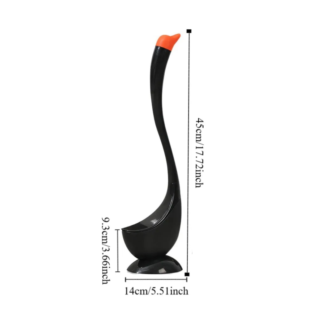 Swan Shape Long Handle Toilet Brush Dense Bristle Head Plastic.