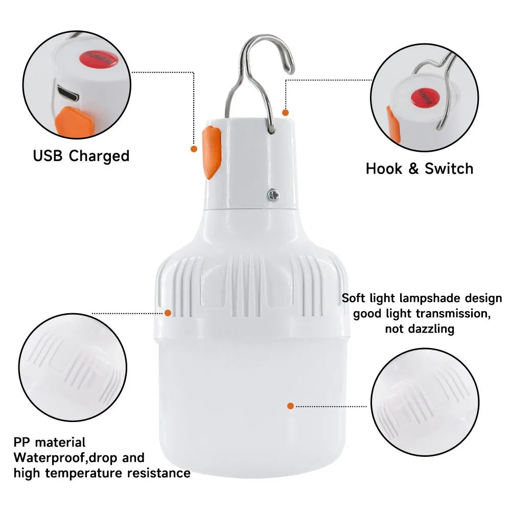 Rechargeable LED lamp, ideal for emergencies.