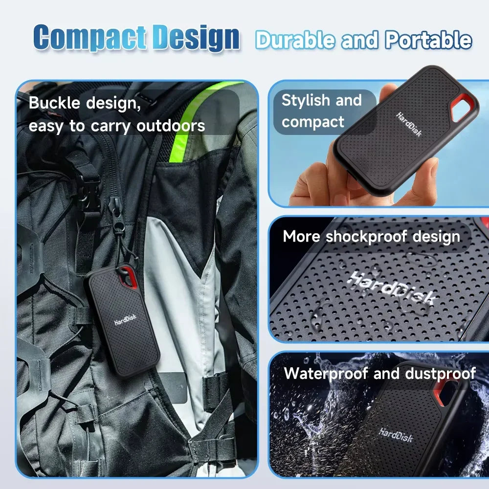 Mini External Hard Drive 2TB 4TB Large Capacity SSD 128TB Hard Drive USB 3.2  For Laptop/MAC/PC