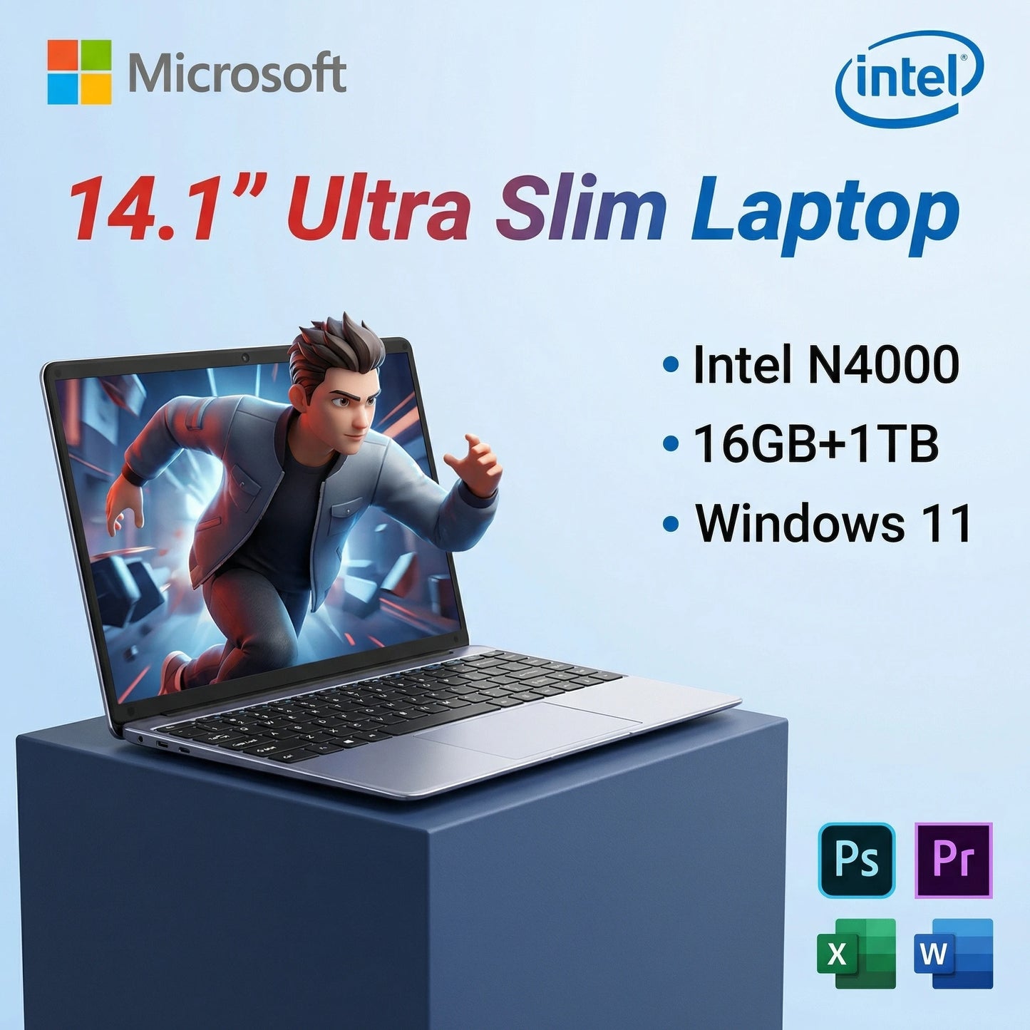 NEW 14.1-inch Portable Laptop 16GB RAM 1TB SSD Intel Celeron N4000 Windows 11