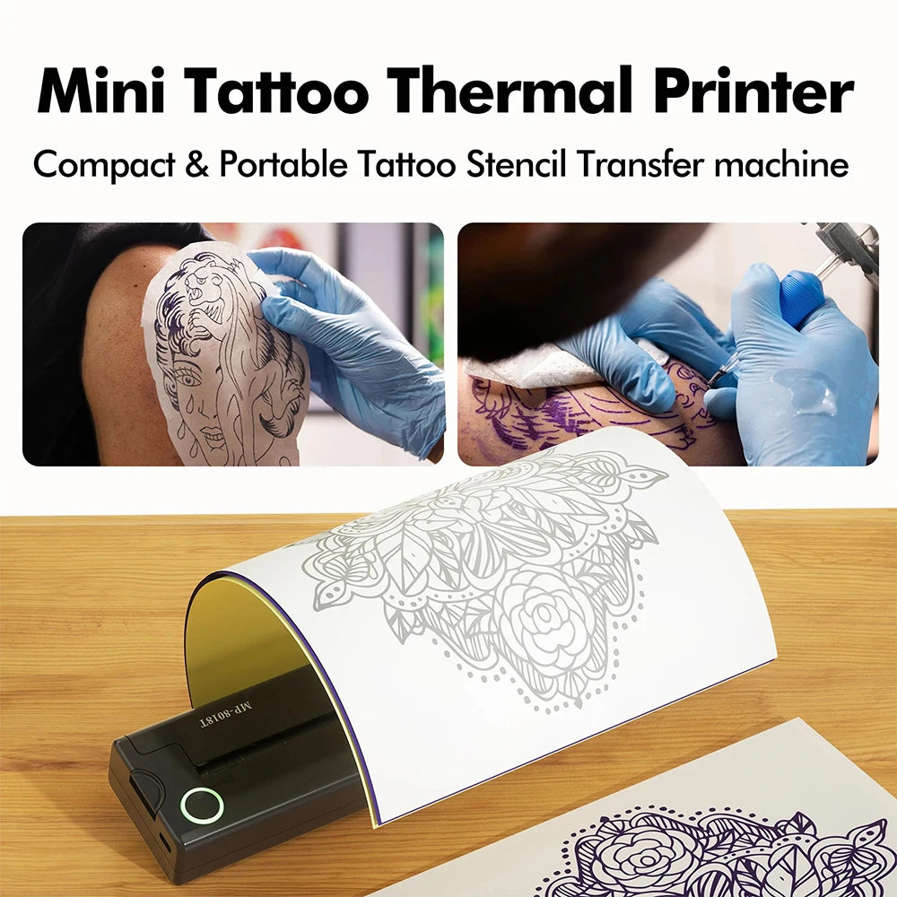 Mini Portable A4 Thermal Printer Multifunctional Bluetooth Tattoo Printer HD Printing Tattoo Machine Document A4 Paper Printer