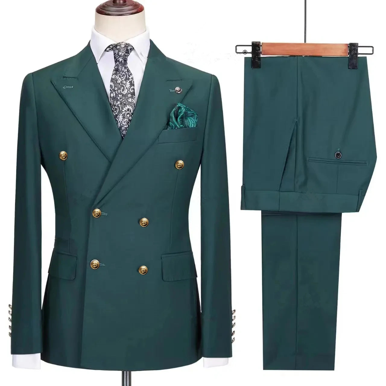 2023 Fashion New Men's Leisure Boutique Business Banquet Solid Color Wedding Double Breasted Slim Fit Suit Blazers Jacket Pants