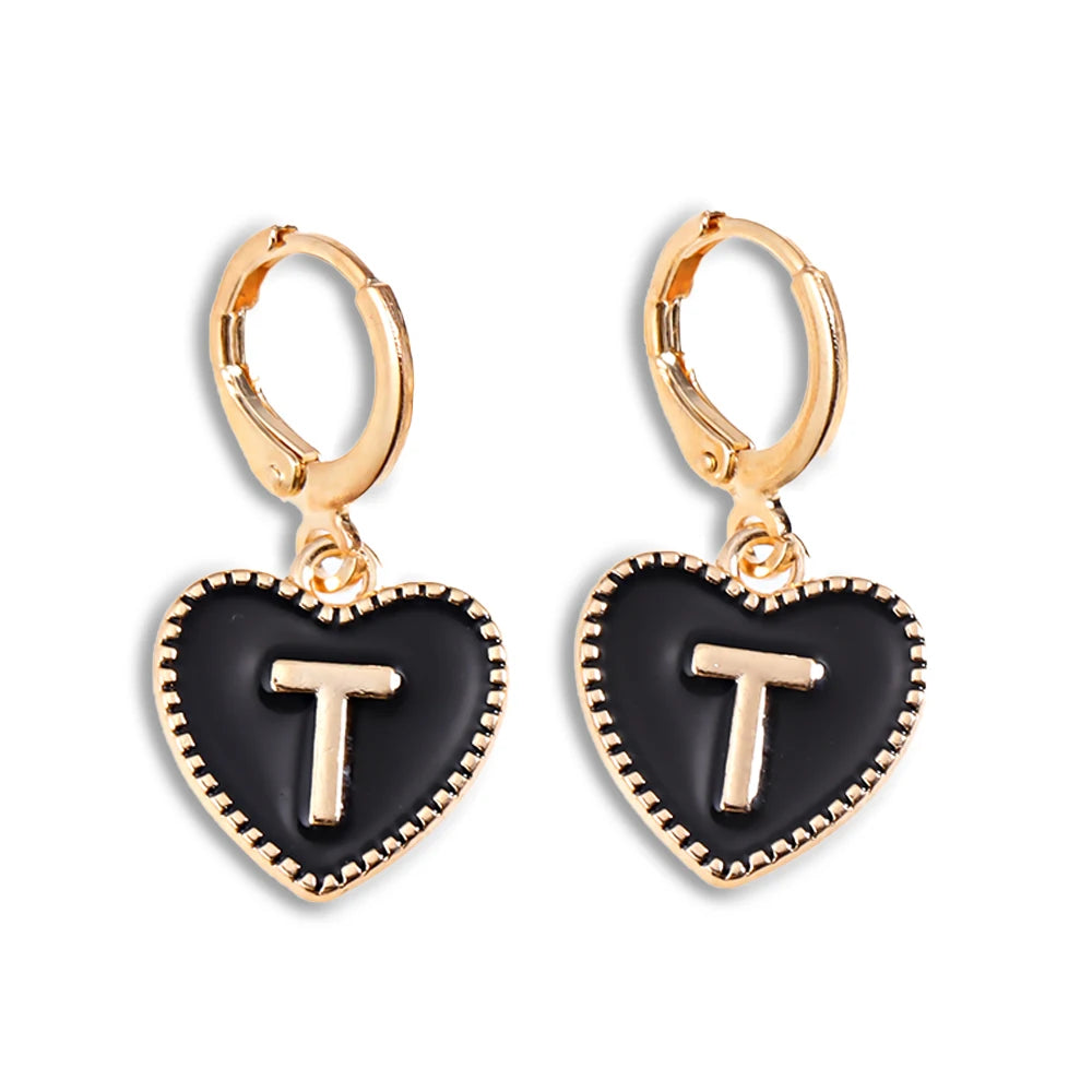Peixin Fashion Heart Initial Letter Charms Women's Pendant Earrings Party Jewelry Mother's Day Valentine's Day Gift Wholesale