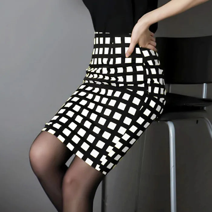 Summer Fashion Plus Size Women's Skirt Plaid Skirt New High Waist Pencil Skirt