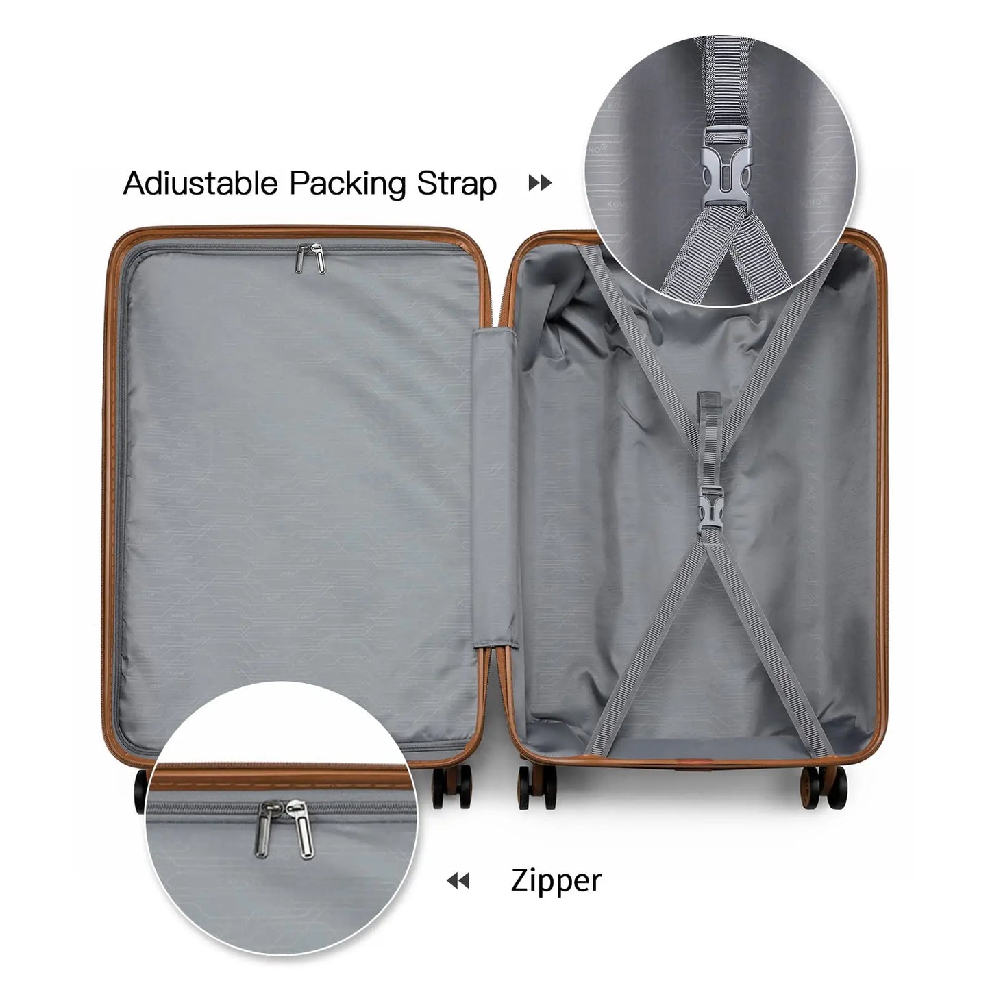 KONO 4-Pieces Hard Trunk Trunk Set Lightweight ABs Twin WHEELS Trolleys TSA Lock Suitcase Set S-M-L-XL