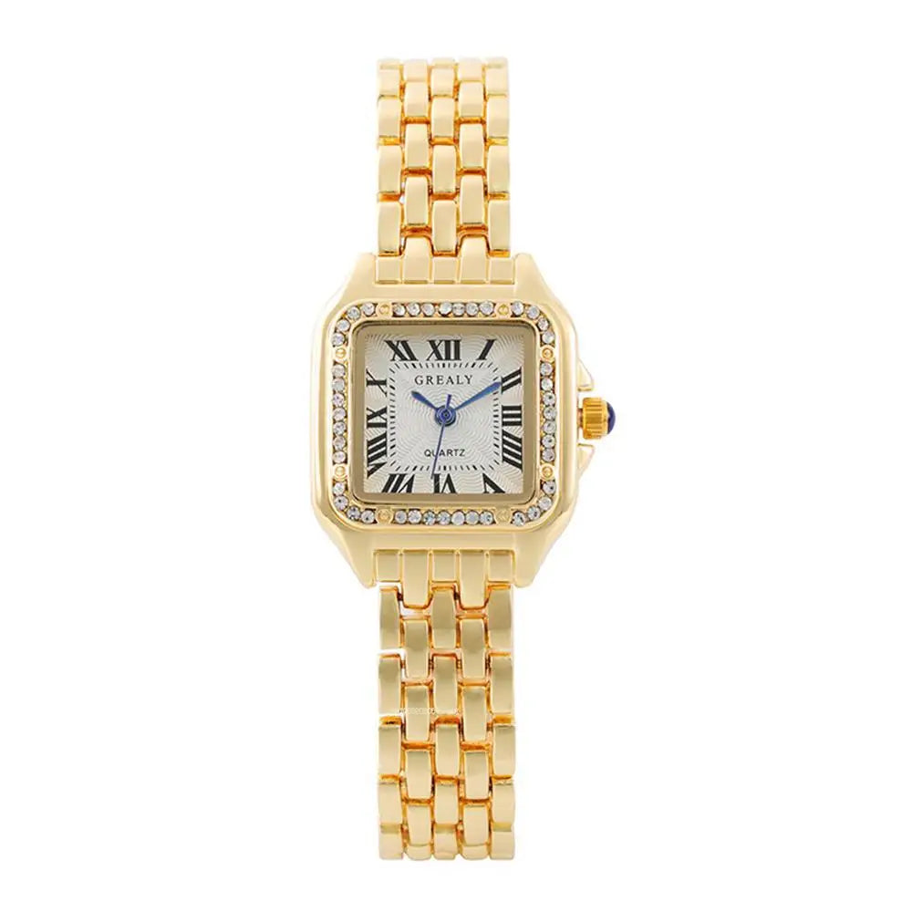 Luxury Brand Watches Fashion Roman Diamond-set Waterproof Women Watch Business Stainless Steel No Fading Gold Strap Gift Clock