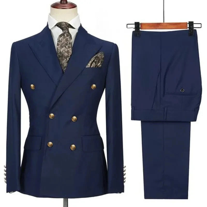 2023 Fashion New Men's Leisure Boutique Business Banquet Solid Color Wedding Double Breasted Slim Fit Suit Blazers Jacket Pants