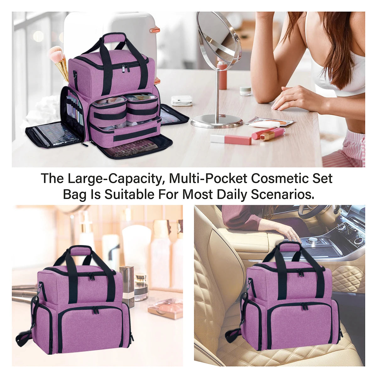 UOZL Large Capacity Double-layer Makeup.