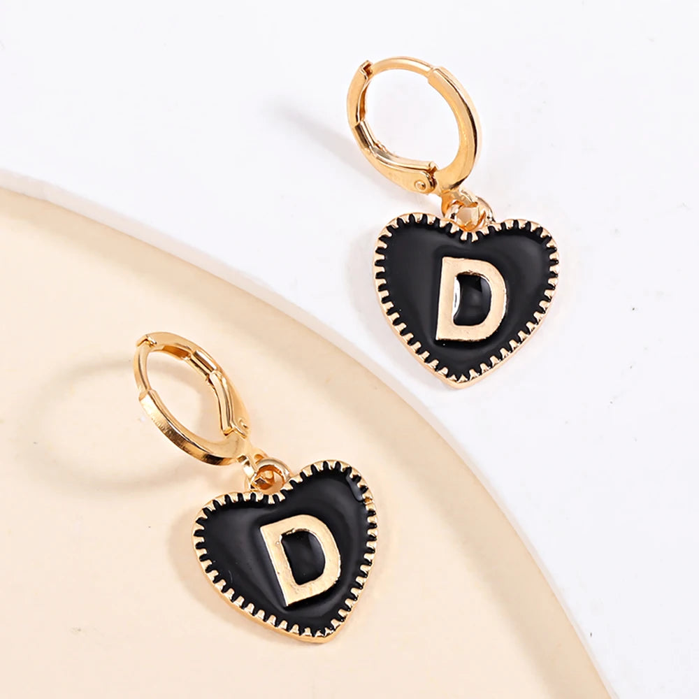 Peixin Fashion Heart Initial Letter Charms Women's Pendant Earrings Party Jewelry Mother's Day Valentine's Day Gift Wholesale