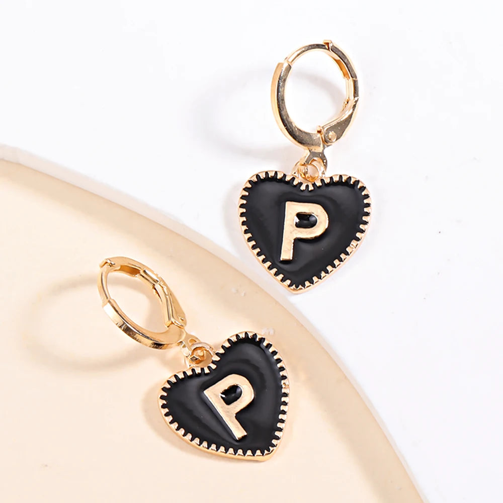 Peixin Fashion Heart Initial Letter Charms Women's Pendant Earrings Party Jewelry Mother's Day Valentine's Day Gift Wholesale