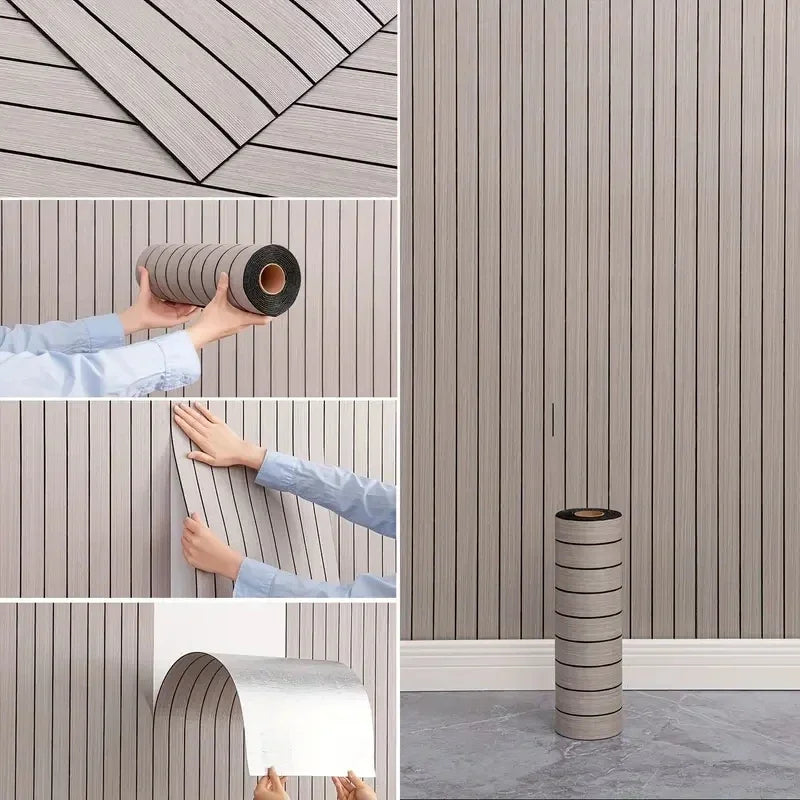 Striped Modern Self-Adhesive Wallpaper Roll, 15.7" x 118" - Washable Grid Pattern Wallpaper for Bedrooms, Living Rooms