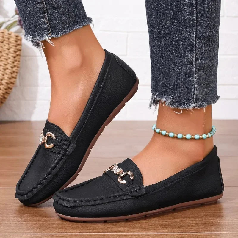 Ladies Shoes 2024 New Slip on Women's Flats Autumn Round Toe Solid Solft Sole Casual Flat Comfortable Loafers Zapatillas Mujer