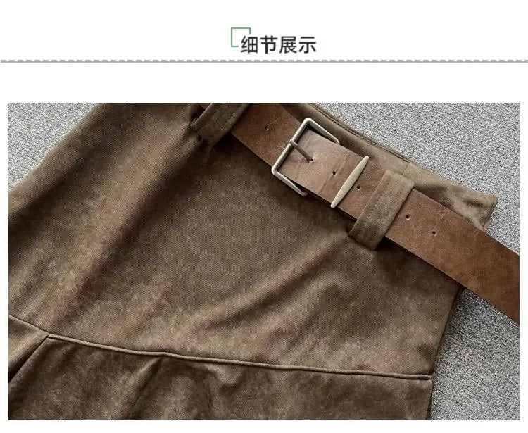 Women Clothing Autumn Korean Fashion Vintage High Waist.