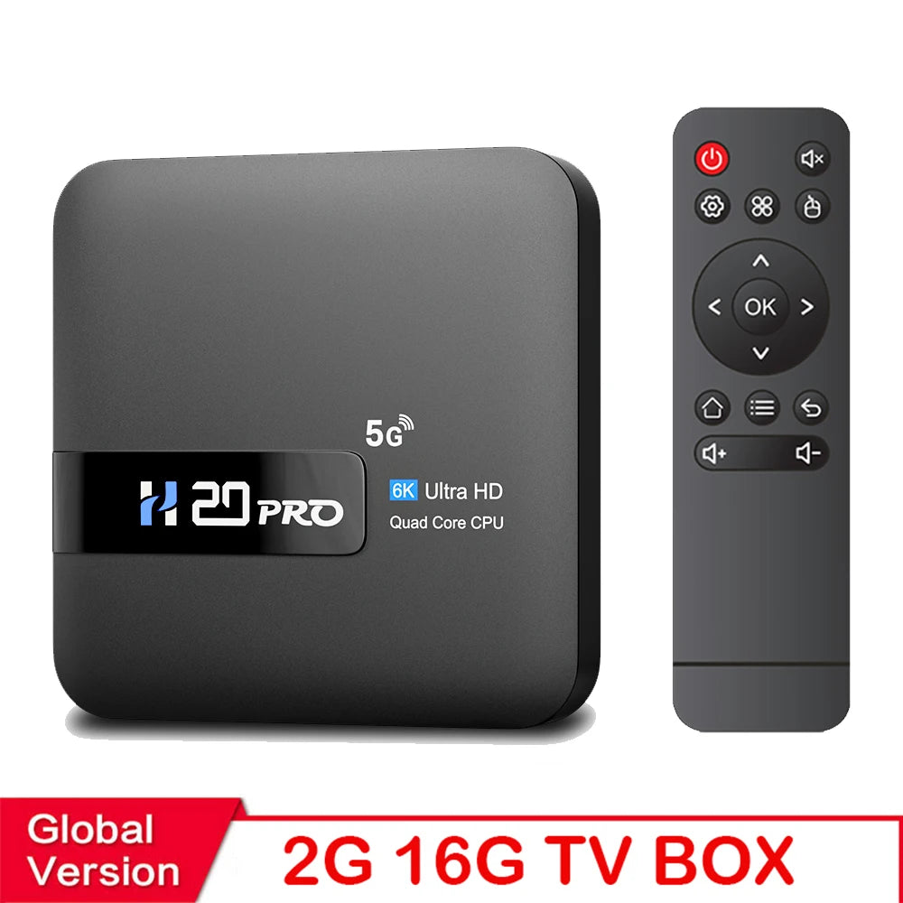 H20PRO Android 10 TV BOX 4k HD Dual Wifi Quad Core 1080P Video.