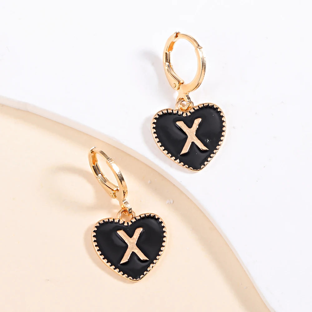 Peixin Fashion Heart Initial Letter Charms Women's Pendant Earrings Party Jewelry Mother's Day Valentine's Day Gift Wholesale
