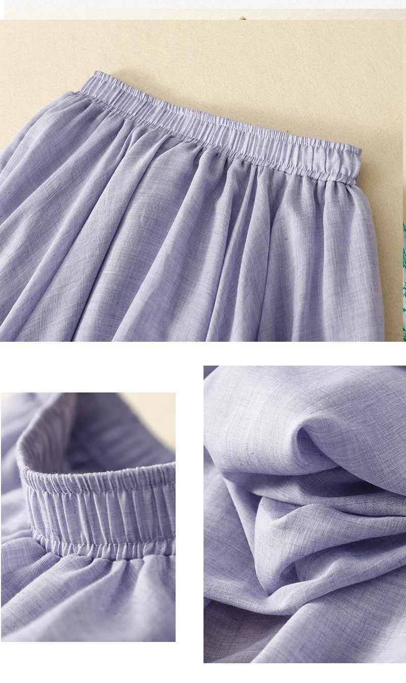 Slim Cotton Leaf Edge Double Layer Half Skirt Loose Waist.