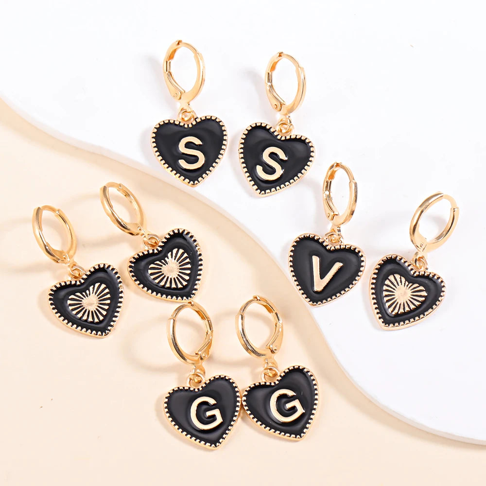Peixin Fashion Heart Initial Letter Charms Women's Pendant Earrings Party Jewelry Mother's Day Valentine's Day Gift Wholesale