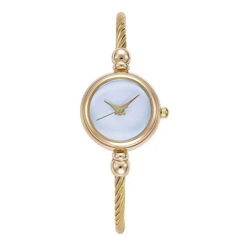 5PCS Women Simple Small Bracelet Watches Stainless Steel Retro Ladies Quartz Wristwatch Fashion Casual Female