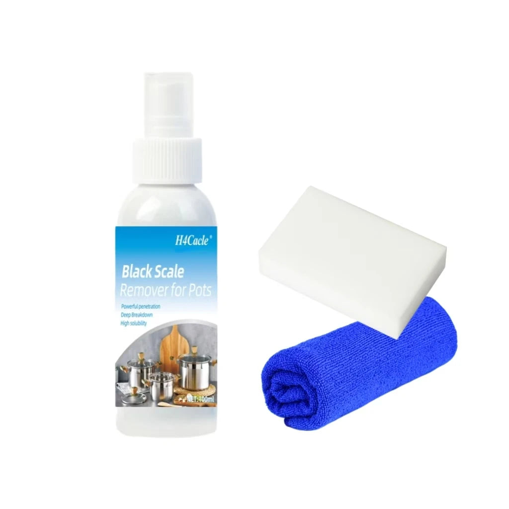 Cleaning and decontamination agent for the bottom of pans.