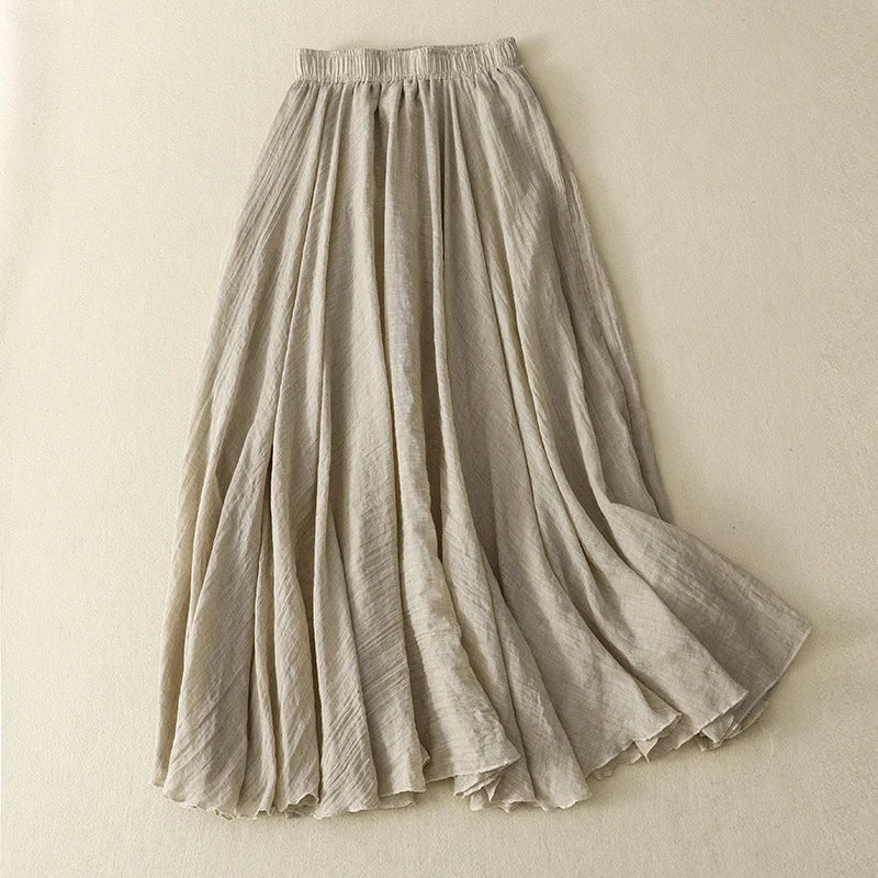 Slim Cotton Leaf Edge Double Layer Half Skirt Loose Waist.