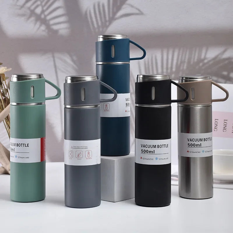 Stainless Steel Vacuum Insulated Hot Water Bottle Set, 500ml.