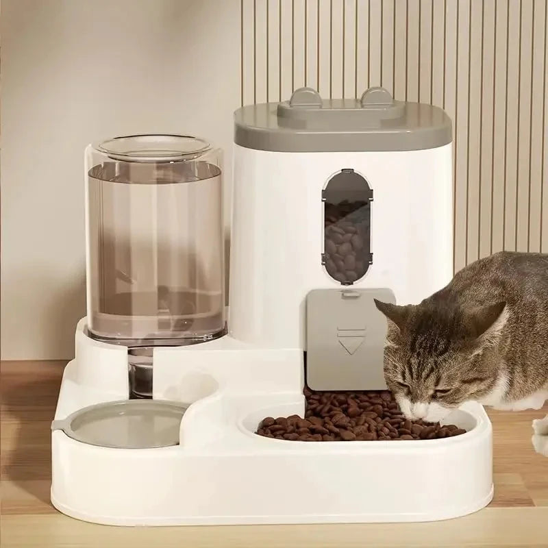 Automatic feeder and waterer set for dogs and cats: