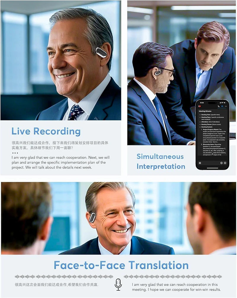 Headphones with automatic translation, compatible with 144 languages.