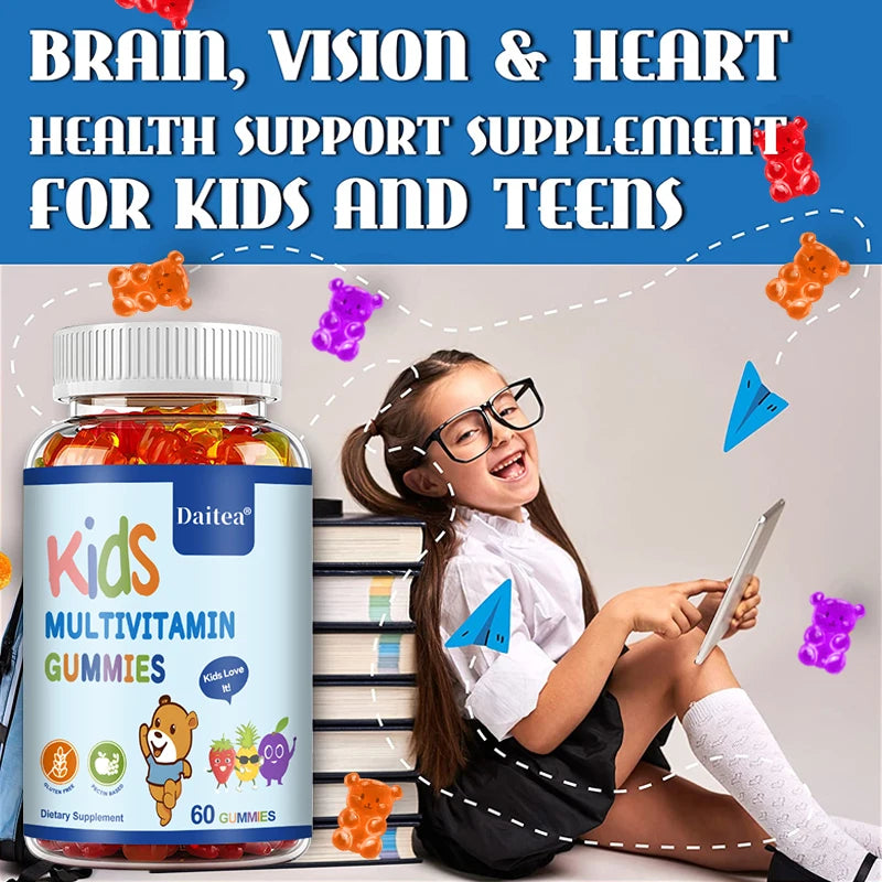 Daitea Multivitamin Gummies - Healthy Heart, Brain and Body Development for Children, Supports Bone, Teeth, Heart Health