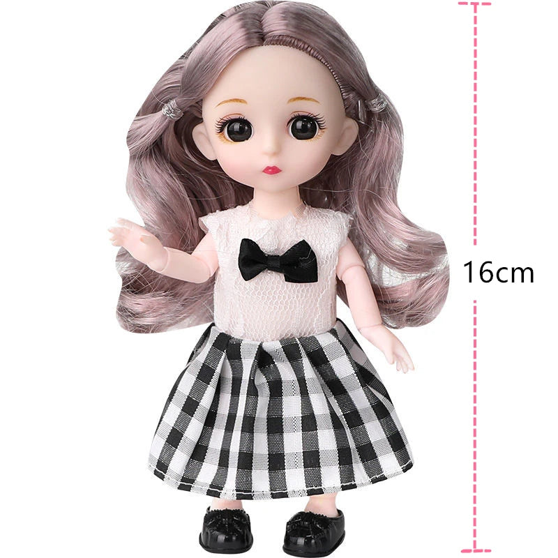 16cm Princess BJD 1/12 Doll with Clothes and Shoes Movable Joints Figure Model Collection Xmas Birthday Gift Toys for Baby Girl