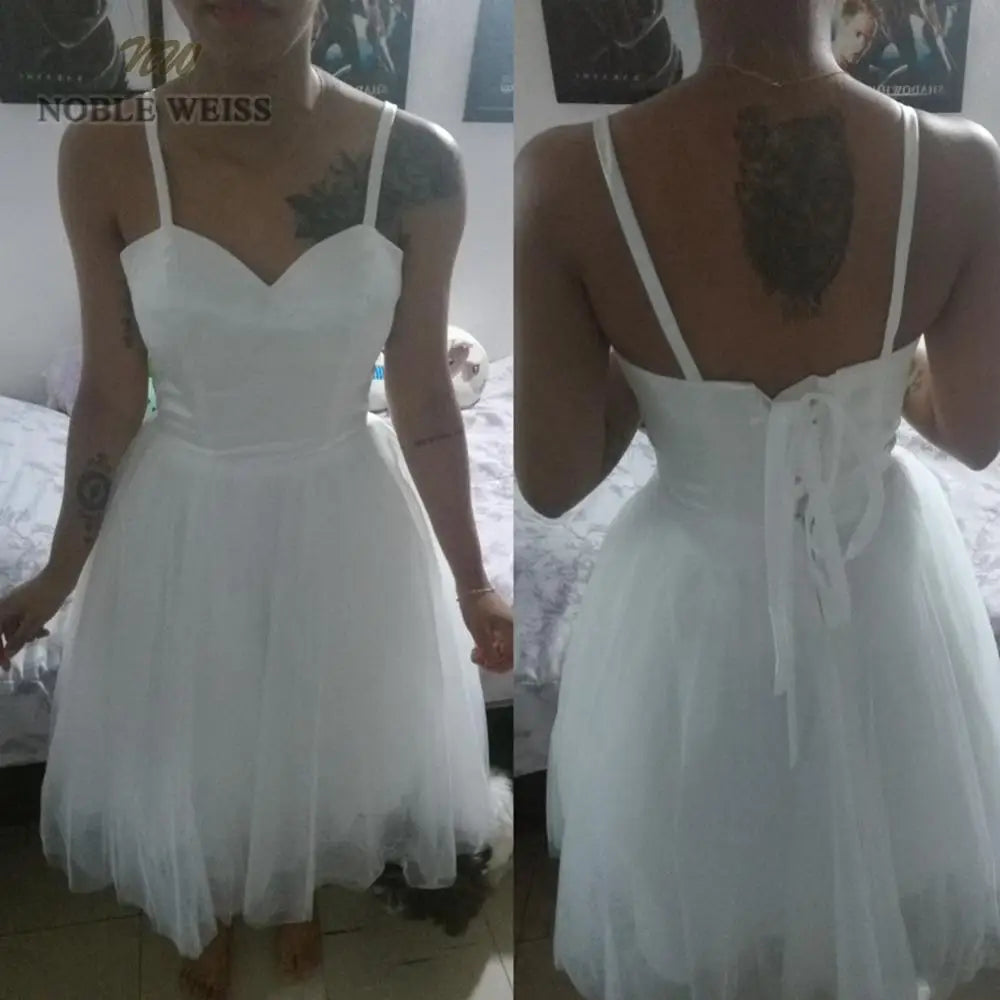 wedding dress 2023 sweetheart tulle beach wedding dress simple short wedding dress a-line bare back bridal dress