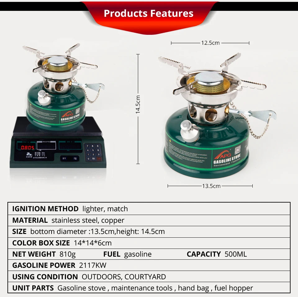 APG Camping Gasoline Stove Oil Stove Burners with Silencer.