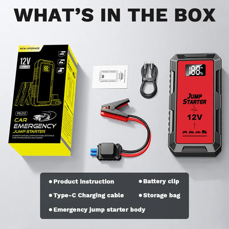 High-power Automobile Emergency Starting Power Supply 8000mAh Screen Safety Hammer Car Starting Device Power Bank Accessories