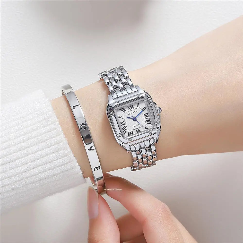 Luxury Brand Watches Fashion Roman Diamond-set Waterproof Women Watch Business Stainless Steel No Fading Gold Strap Gift Clock