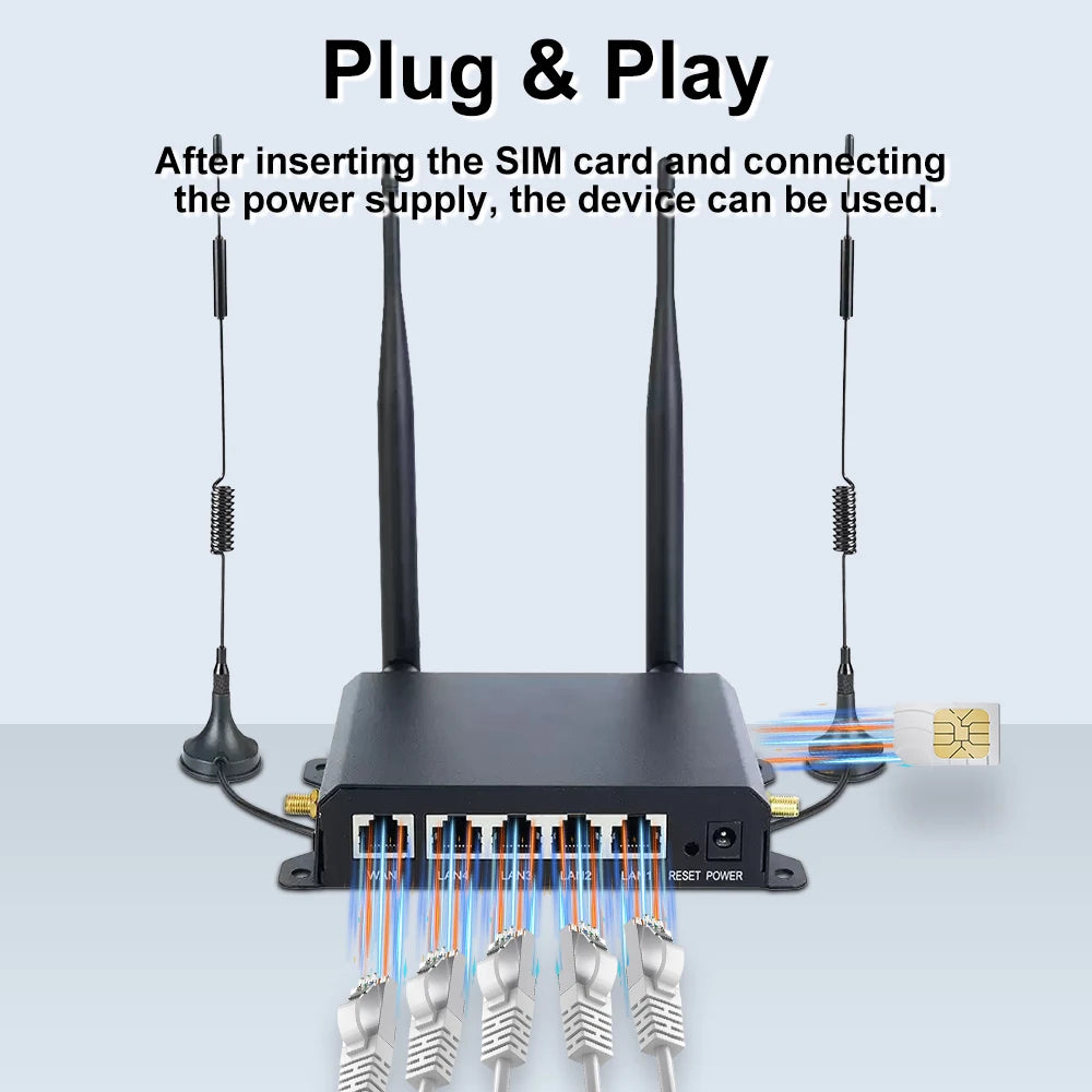 OPTFOCUS LTE WIFI Router 4G 300Mbps 4 Detachable Antennas Wireless Router 1WAN 4LAN USIM Card Slot Industrial Wifi Router
