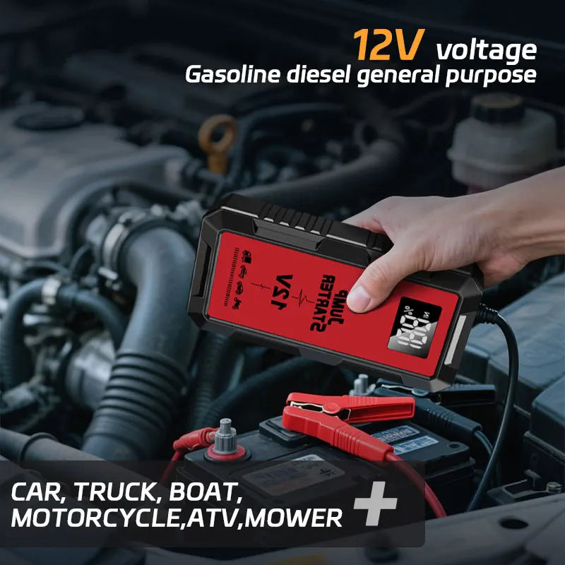 High-power Automobile Emergency Starting Power Supply 8000mAh Screen Safety Hammer Car Starting Device Power Bank Accessories