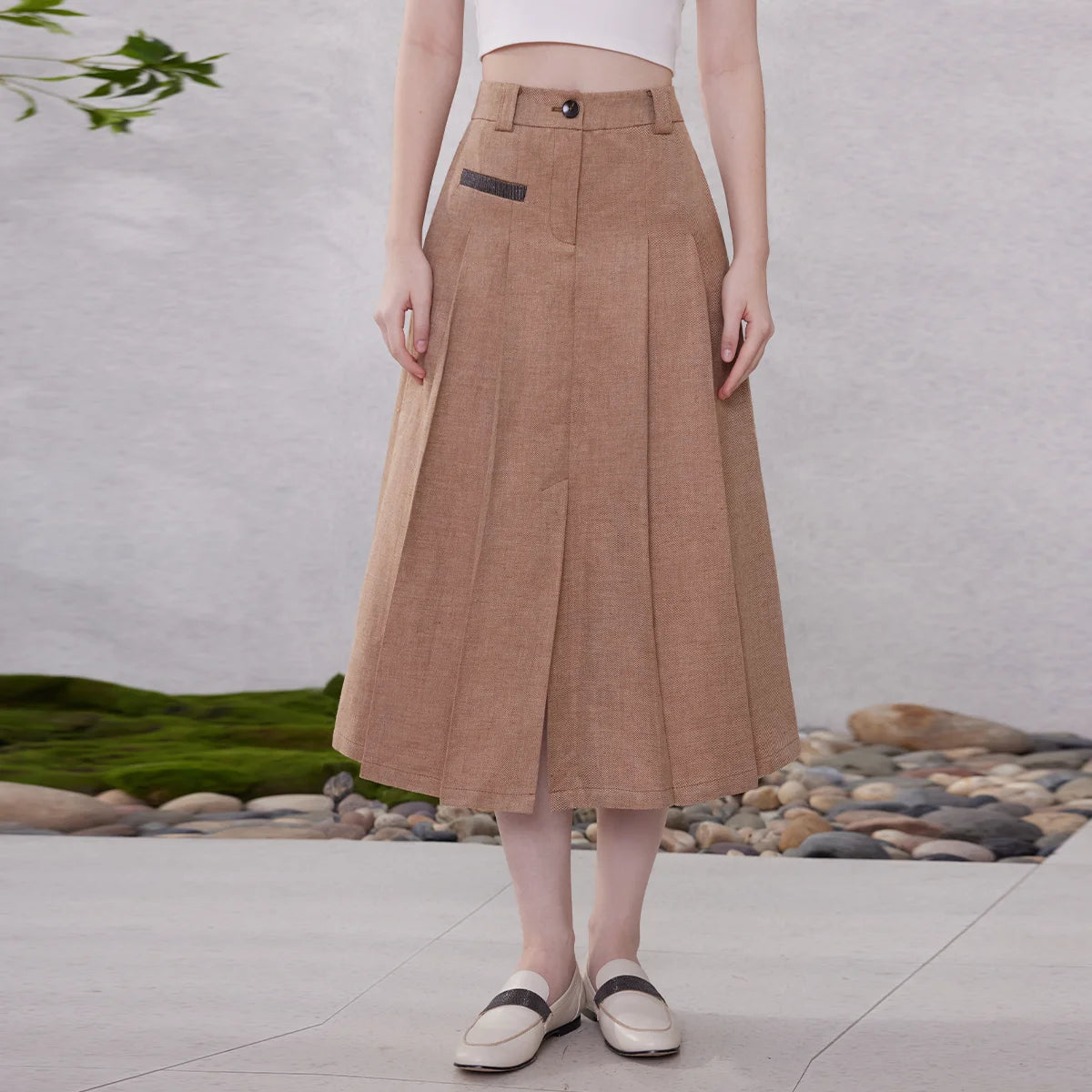 K2118W Lady High Quality 100% Linen Skirts.