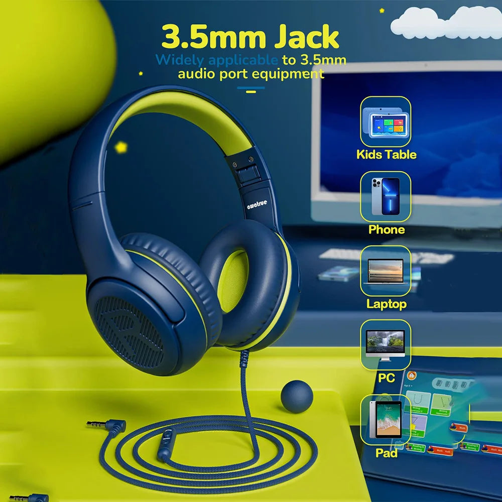 3.5mm surround stereo gaming headset with microphone and earcups.
