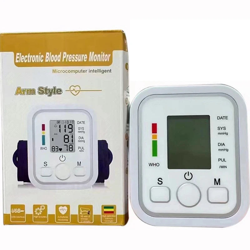 Automatic upper arm blood pressure monitor. sphygmomanometer