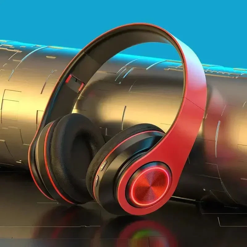 Wireless Bluetooth gaming headset with stereo surround sound.