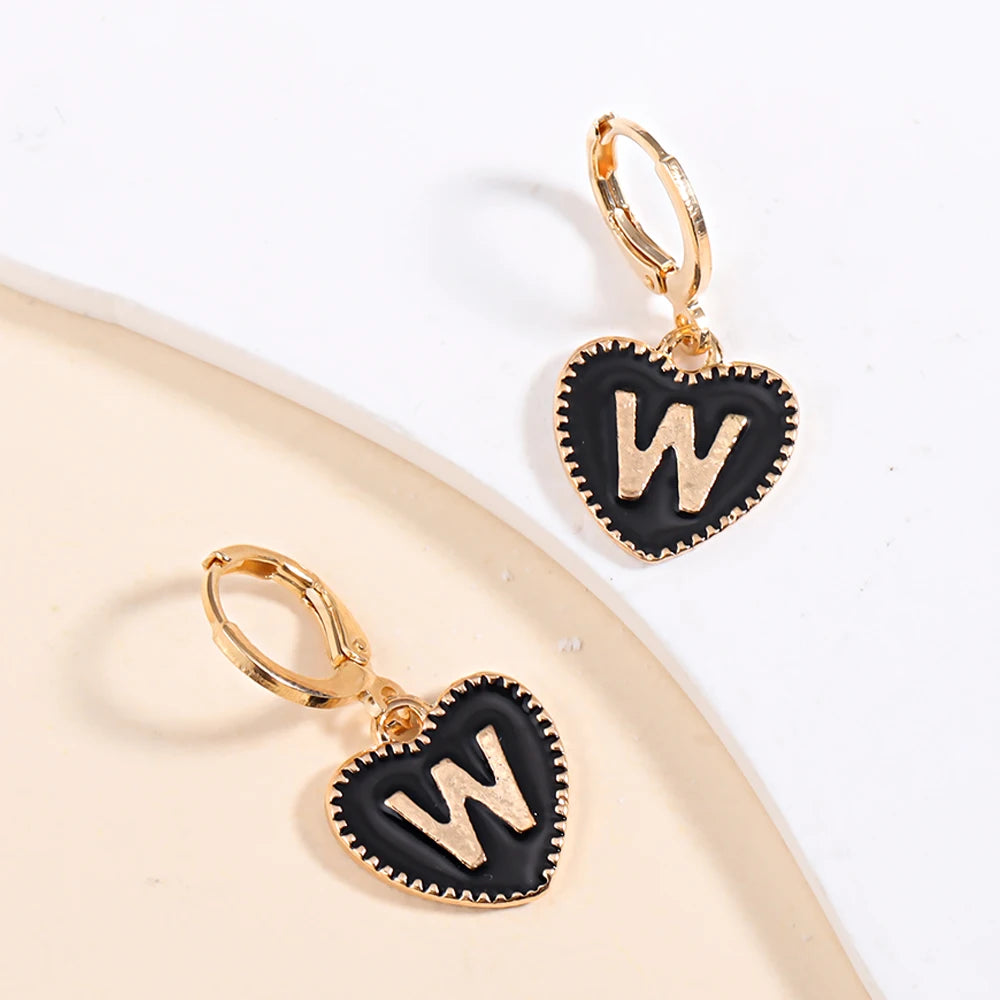 Peixin Fashion Heart Initial Letter Charms Women's Pendant Earrings Party Jewelry Mother's Day Valentine's Day Gift Wholesale
