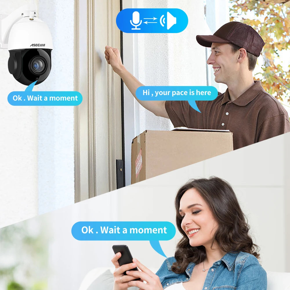 8MP 4K PTZ IP Camera Wifi 30X Optical Zoom Outdoor Human/Vehicle AI Tracking POE Onvif CCTV Audio Speed Dome Surveillance