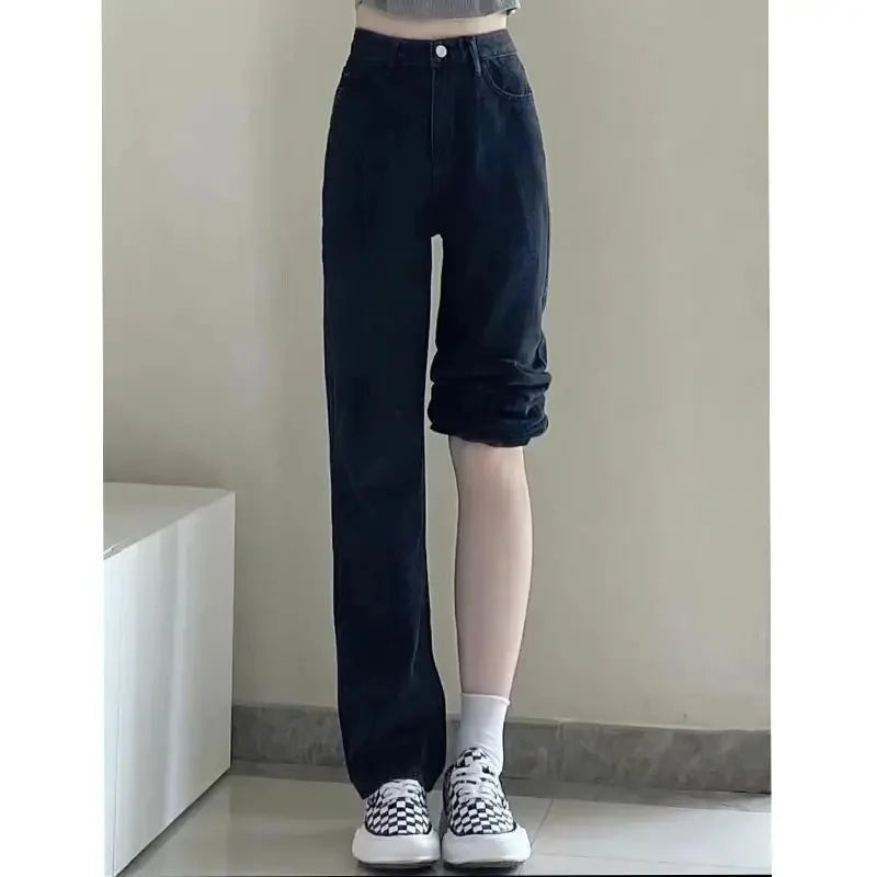 Women's high-waisted flared denim skirt for spring/autumn.